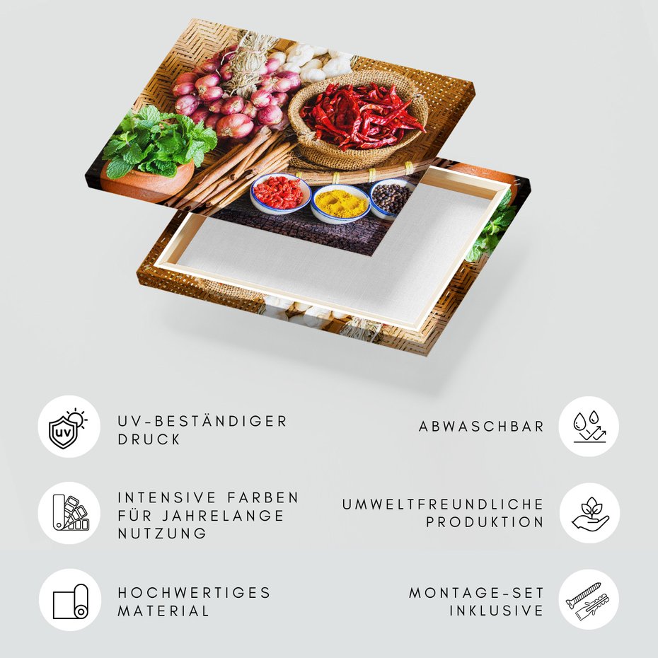 Obraz na płótnie - przyprawy, zioła, warzywa