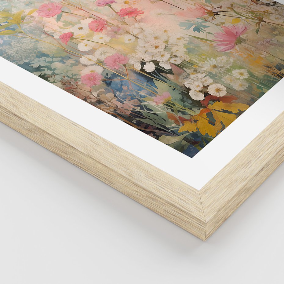 Zestaw obrazy w ramie, plakaty - kwiaty, rośliny, delikatne - rama drewno