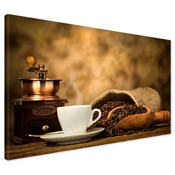 Obraz na płótnie - kawa, ziarna, młynek