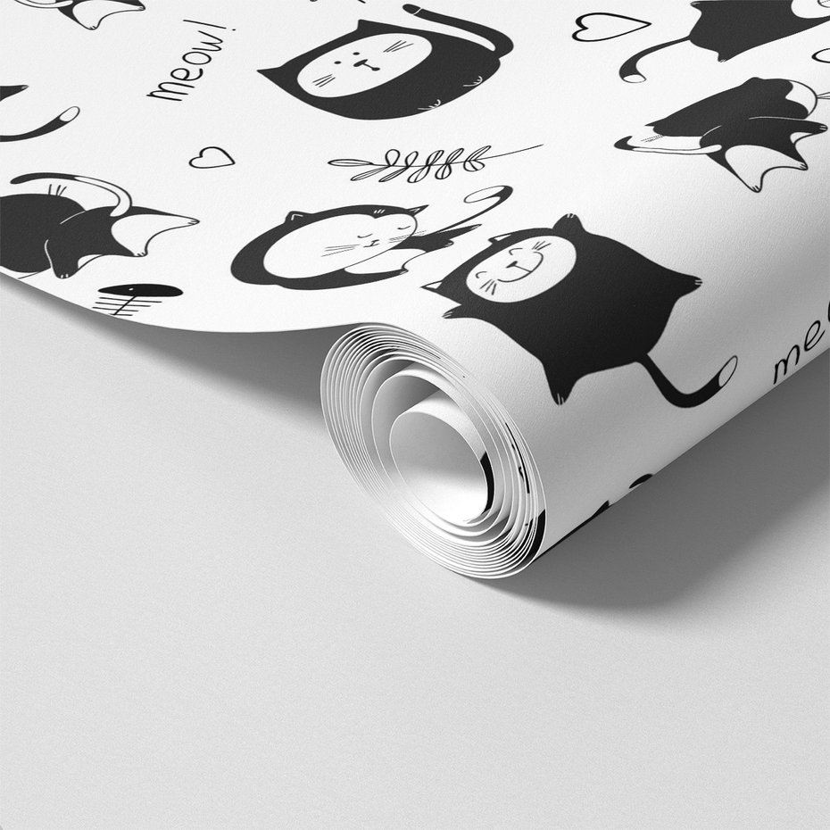 Tapeta - dziecięca, koty, serca, liście