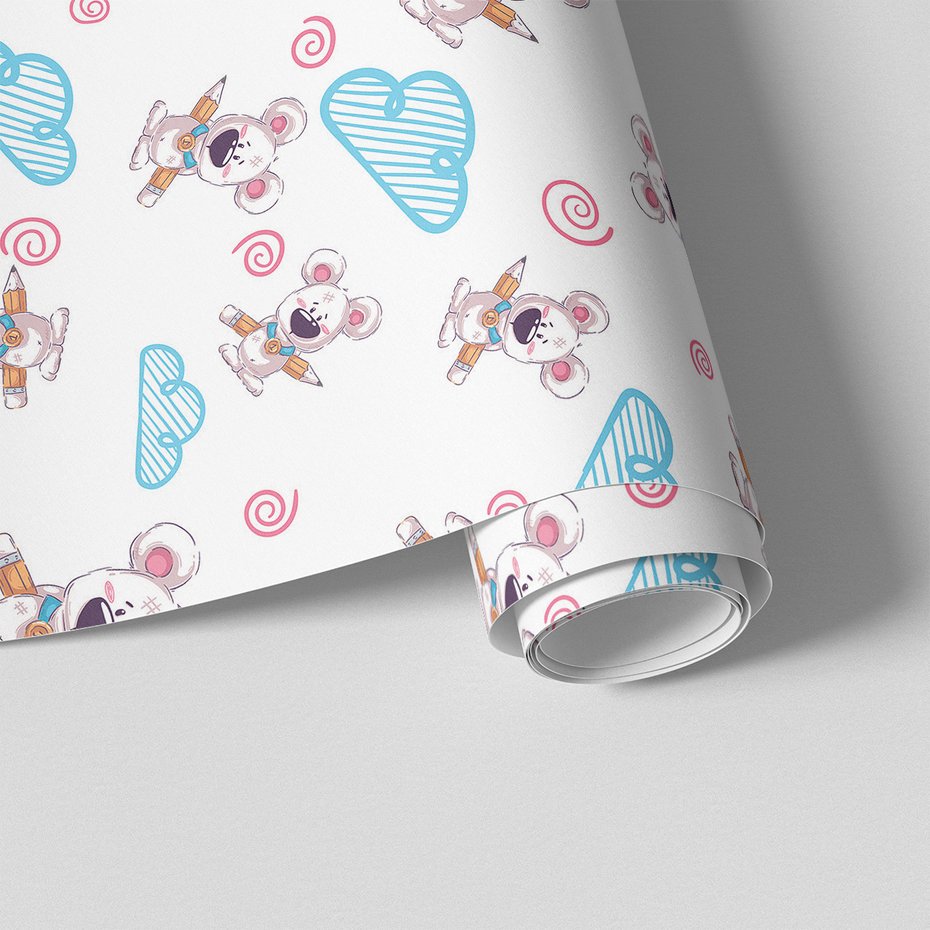 Tapeta - dziecięca, myszy, chmury, spirale