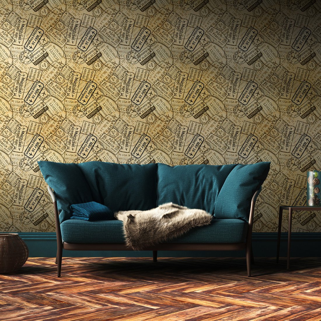 Tapeta - pieczątki, paszport, podróż