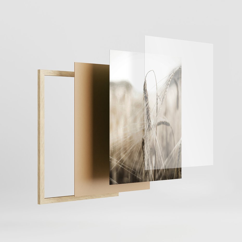 Zestaw obrazy w ramie, plakaty - pole, wieś, żniwa - rama drewno