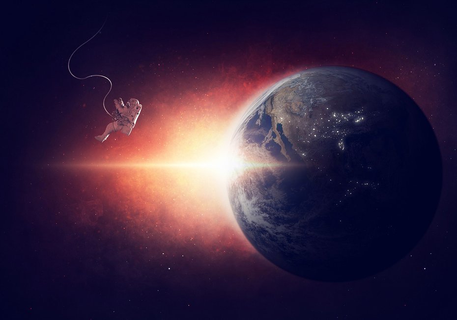 Fototapeta - kosmos, ziemia, astronauta