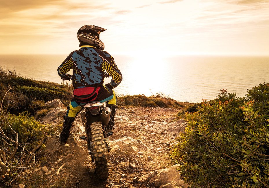 Fototapeta - motocykl, morze, enduro