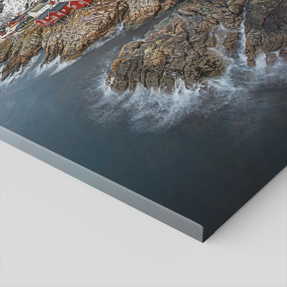 Obraz na płótnie - góry, morze, domy