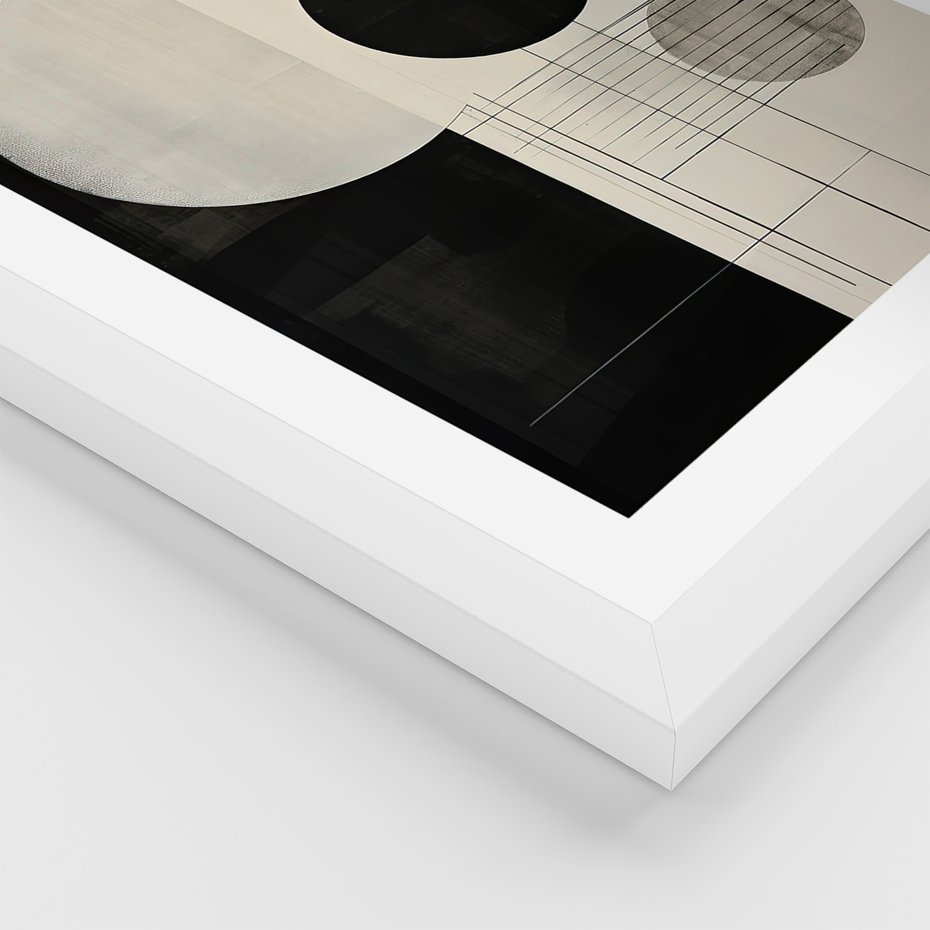 Zestaw obrazy w ramie, plakaty - abstrakcja,portret,geometria - rama biała