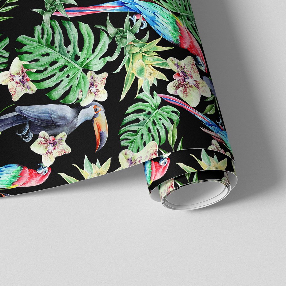 Tapeta - tukany, papugi, orchidee