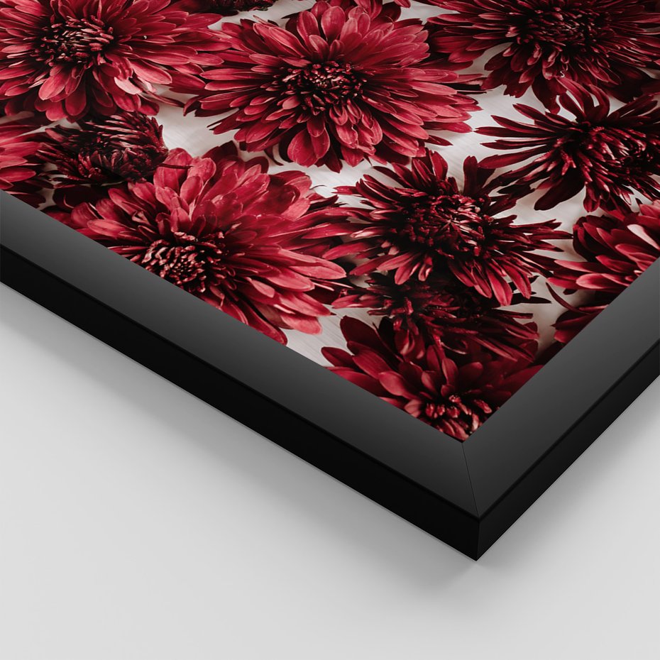 Zestaw obrazy w ramie, plakaty - kwiaty, okno, typografia - rama czarna