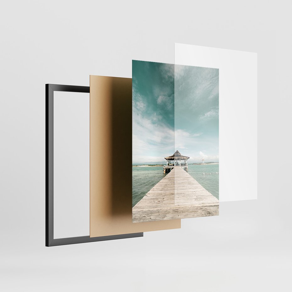 Zestaw obrazy w ramie, plakaty - plaża, morze, tropiki - rama czarna