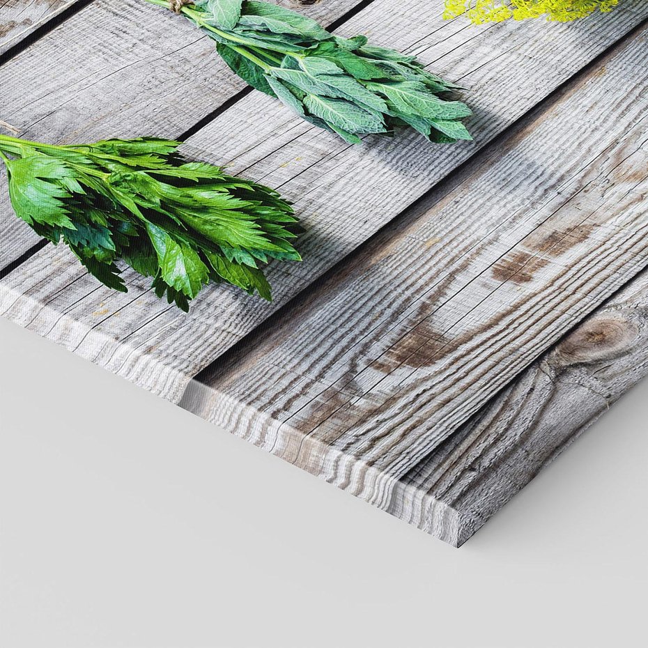 Obraz na płótnie - zioła, przyprawy, drewno