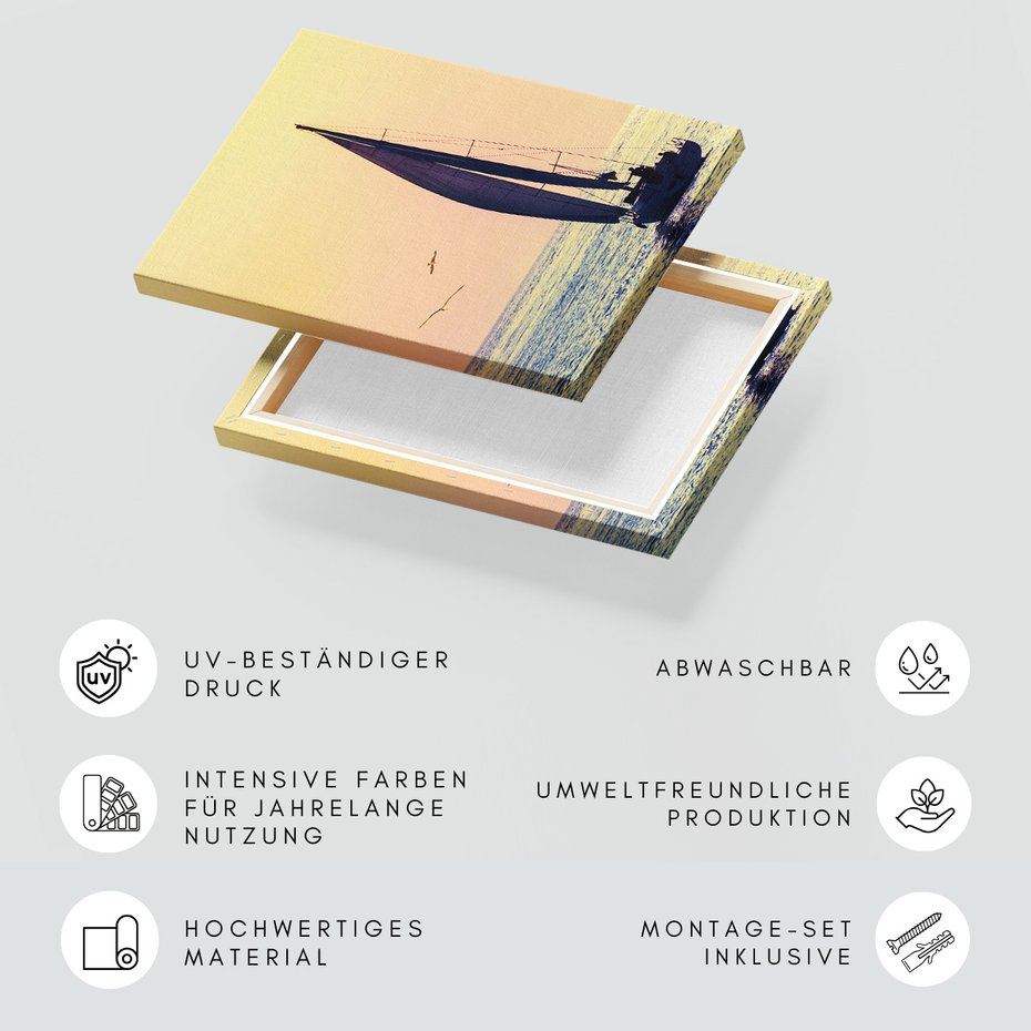 Obraz na płótnie - żaglówka, morze, ptaki