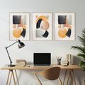 Zestaw obrazy w ramie, plakaty - abstrakcja, geometryczne, kształty - rama drewno