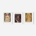 Zestaw obrazy w ramie, plakaty - Mucha, secesja, artystyczne - rama biała