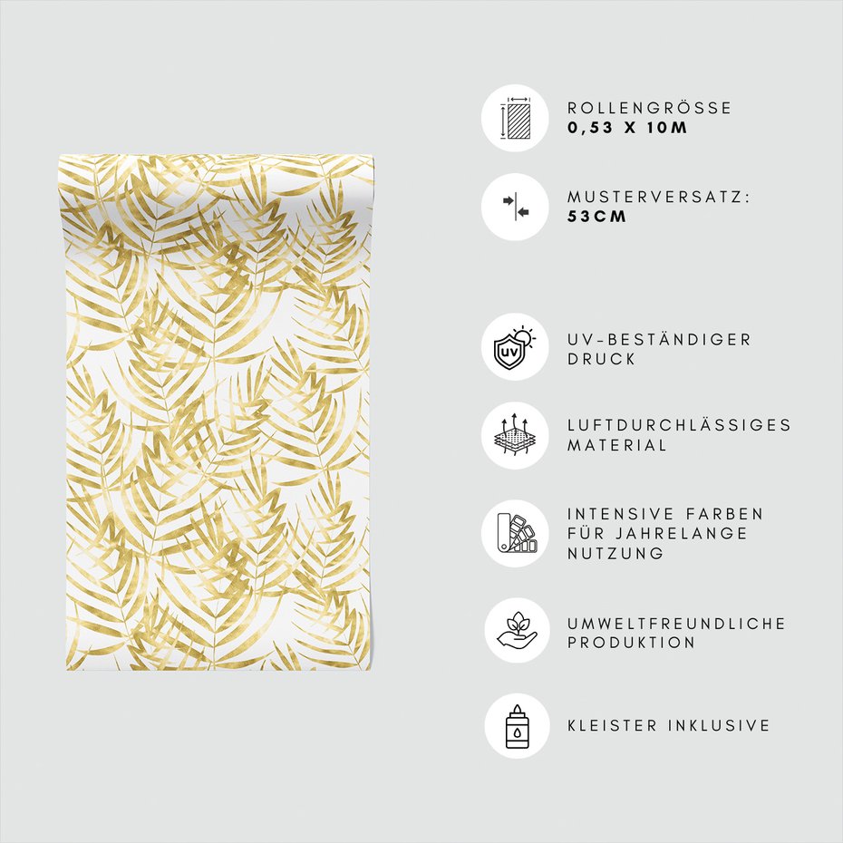 Tapeta - liście, złoto, natura