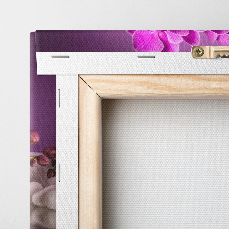 Obraz na płótnie - kwiaty, kamienie, odbicie