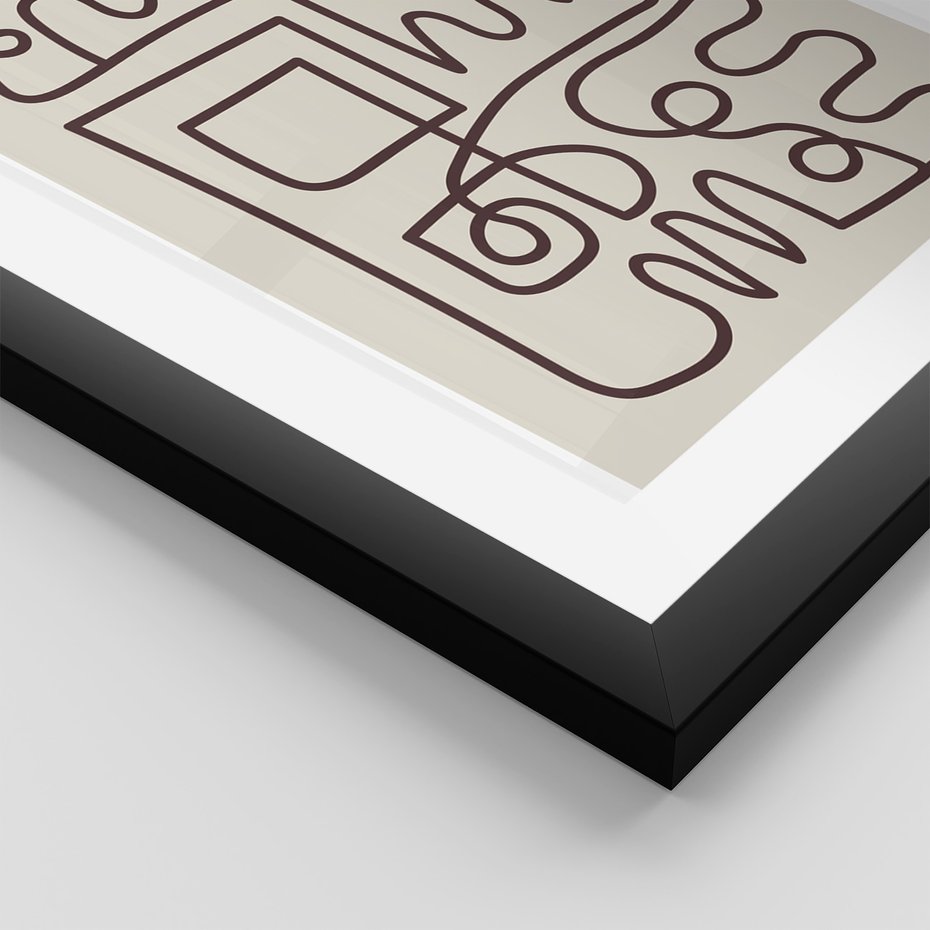 Zestaw obrazy w ramie, plakaty - abstrakcja,linie,figury - rama czarna