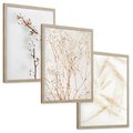 Zestaw obrazy w ramie, plakaty - kwiaty, gałązki, minimalizm - rama drewno