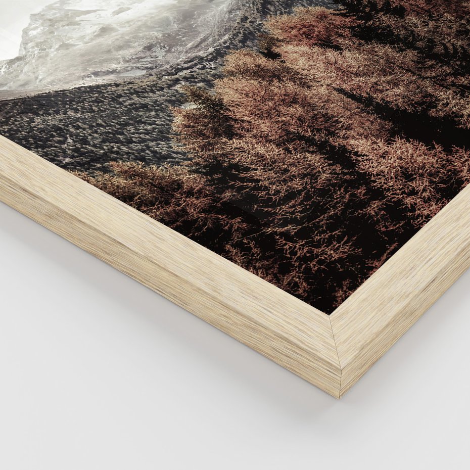 Zestaw obrazy w ramie, plakaty - góry, drewno, las - rama drewno