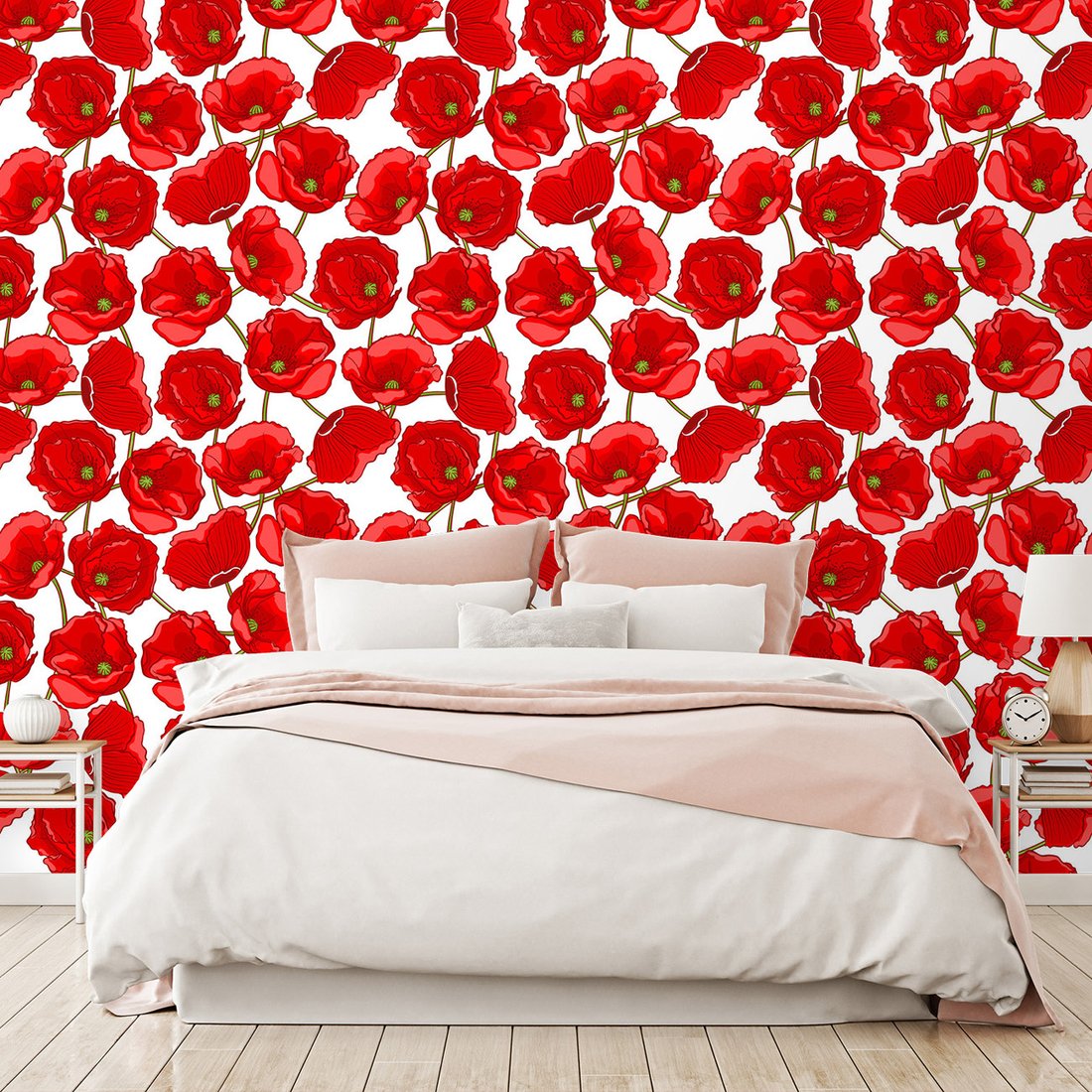 Tapeta - kwiaty, maki, wzór