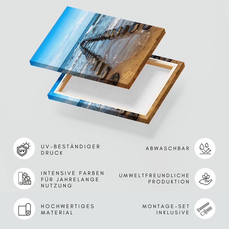 Obraz na płótnie - morze, plaża, drewno