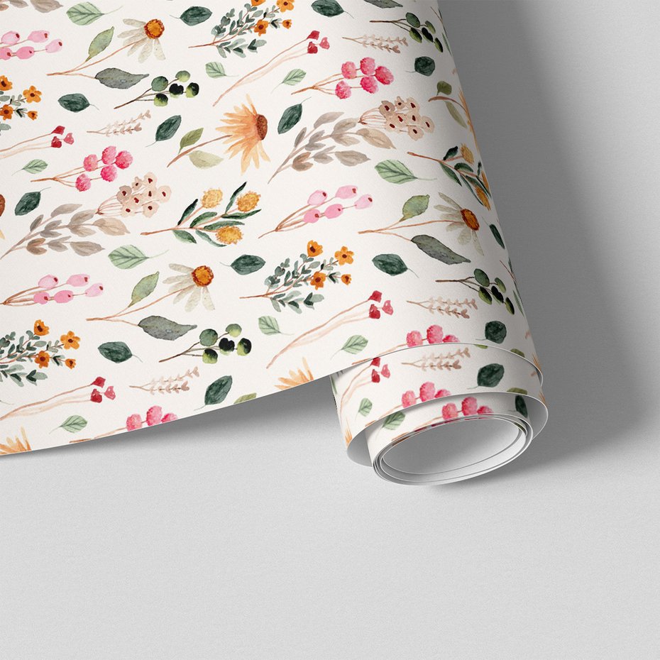 Tapeta - kwiaty, liście, wzór