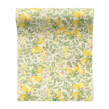 Tapeta - cytryny, liście, kwiaty