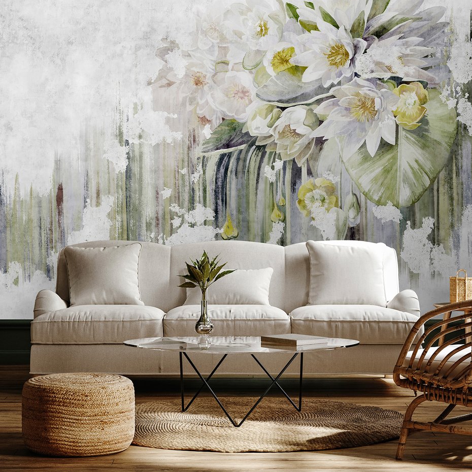 Fototapeta - loft, kwiaty, mural