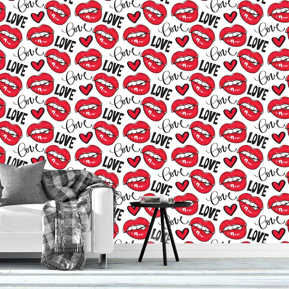 Tapeta - usta, miłość, serce