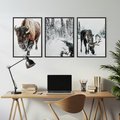Zestaw obrazy w ramie, plakaty - bizon, łoś, zima - rama czarna