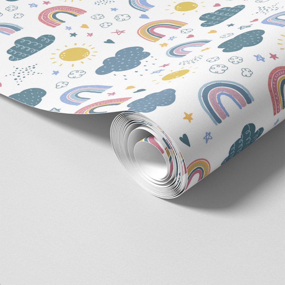 Tapeta - dziecięca, chmura, słońce, tęcza