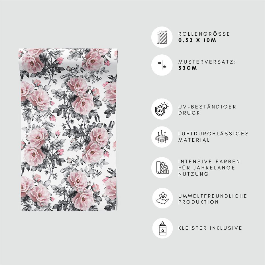 Tapeta - kwiaty, liście, róże