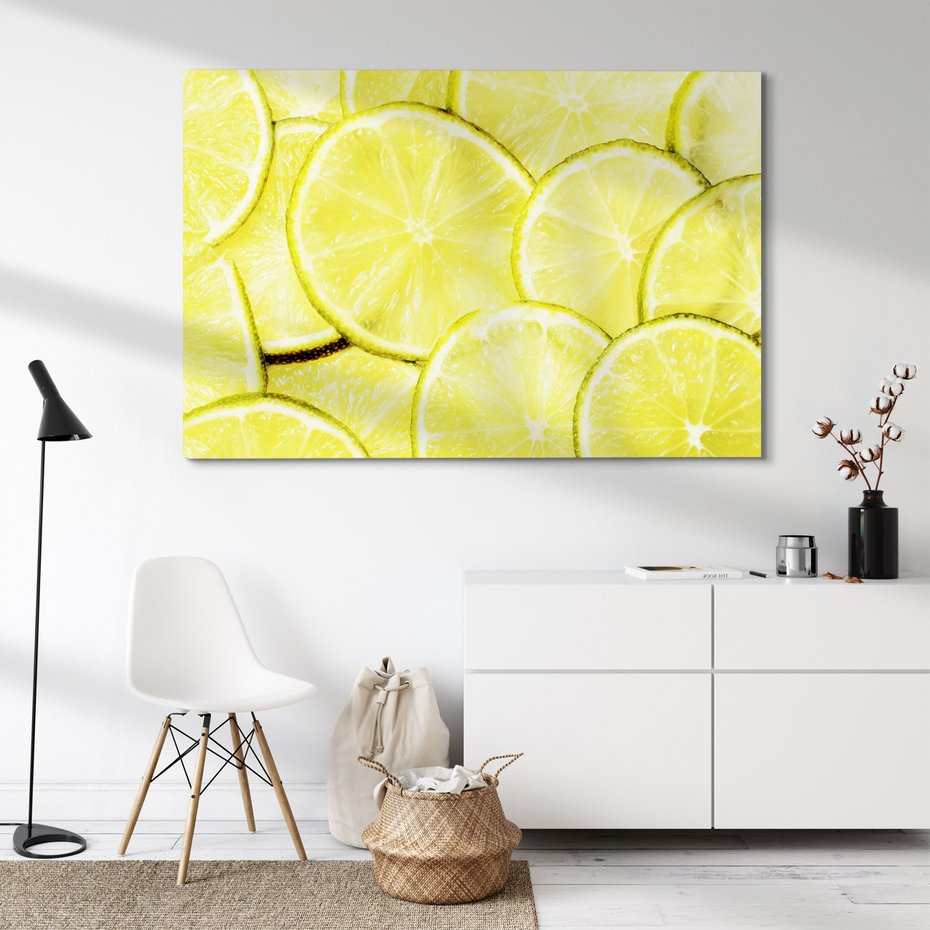 Obraz na płótnie - limonka, plasterki, owoce