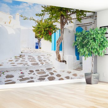 Fototapeta - uliczka, biały, niebieski