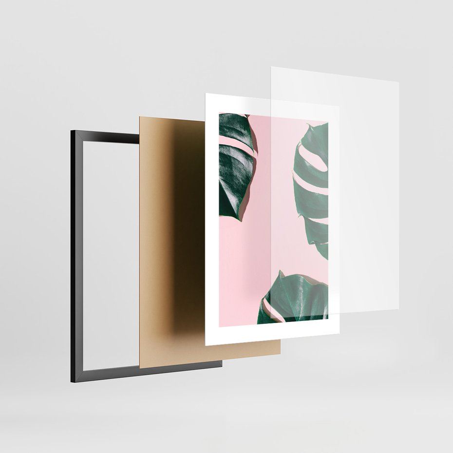 Zestaw obrazy w ramie, plakaty - monstera, liście, roślina - rama czarna