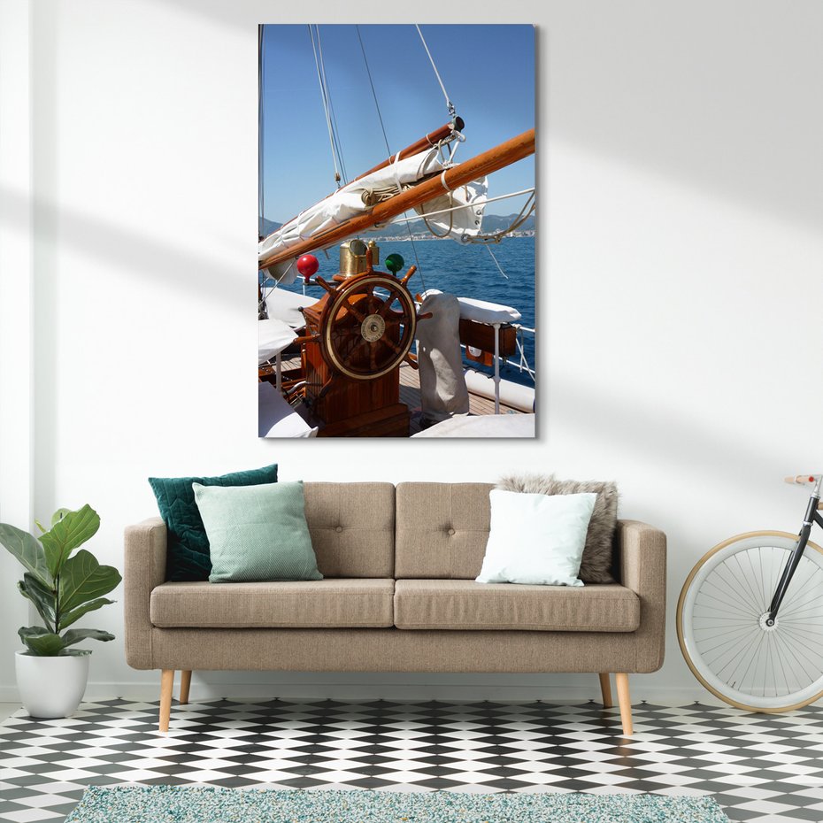 Obraz na płótnie - żaglówka, morze, ster