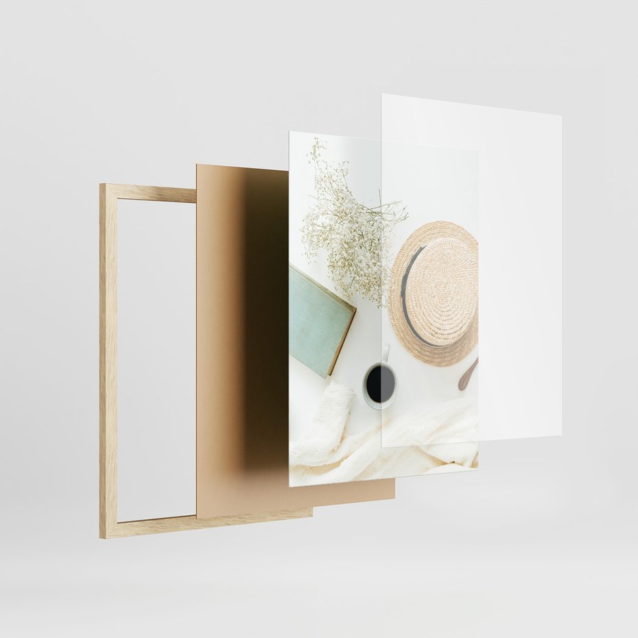 Zestaw obrazy w ramie, plakaty - kwiaty, lato, morze - rama drewno