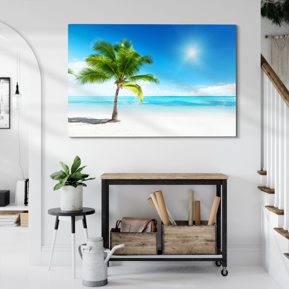 Obraz na płótnie - palma, plaża, morze