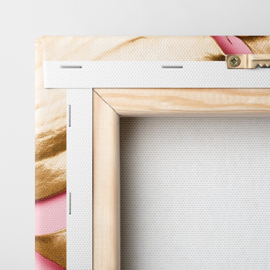 Obraz na płótnie - złoty, liście, różowy