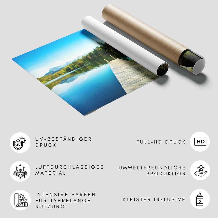 Fototapeta - jezioro, pomost, las