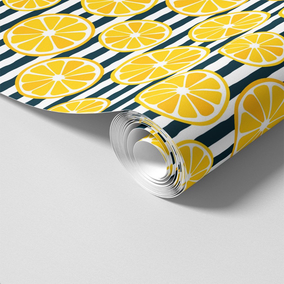 Tapeta - owoce, cytryny, paski