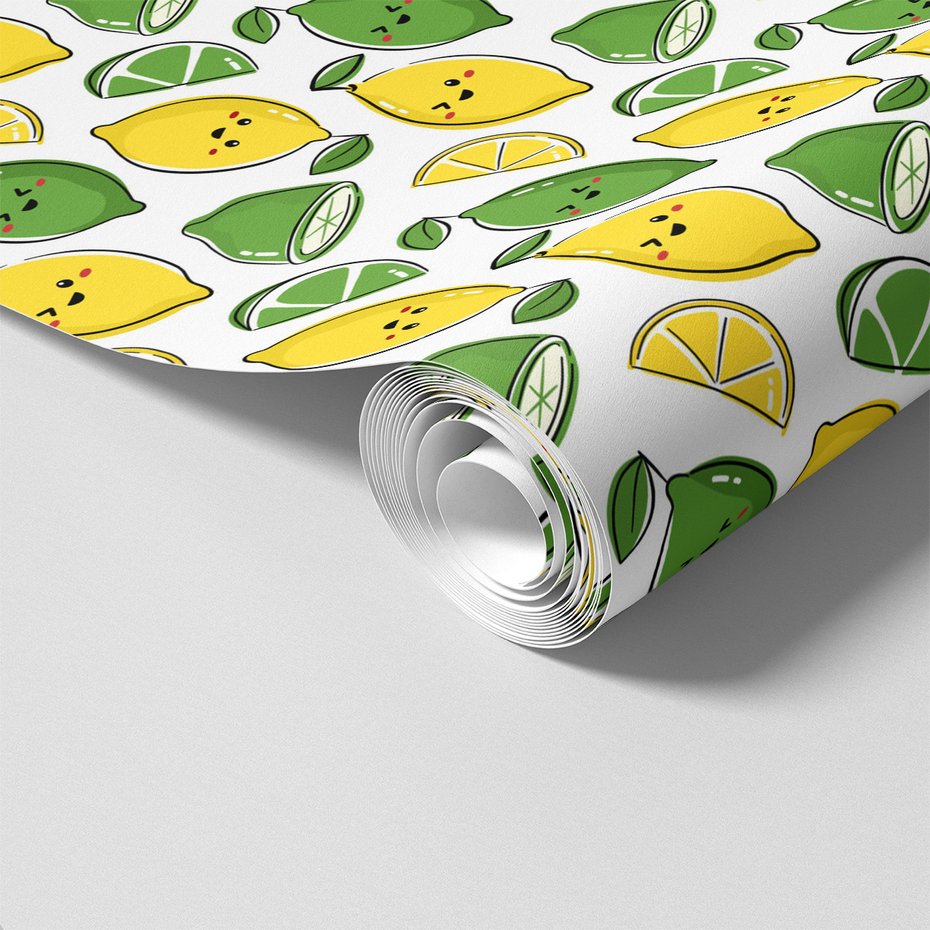 Tapeta - dziecięca, cytryny, limonki,