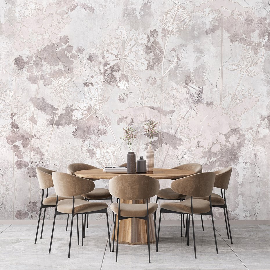 Fototapeta - loft, kwiaty, mural