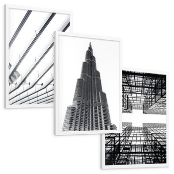 Zestaw obrazy w ramie, plakaty - architektura,budynek,struktura - rama biała