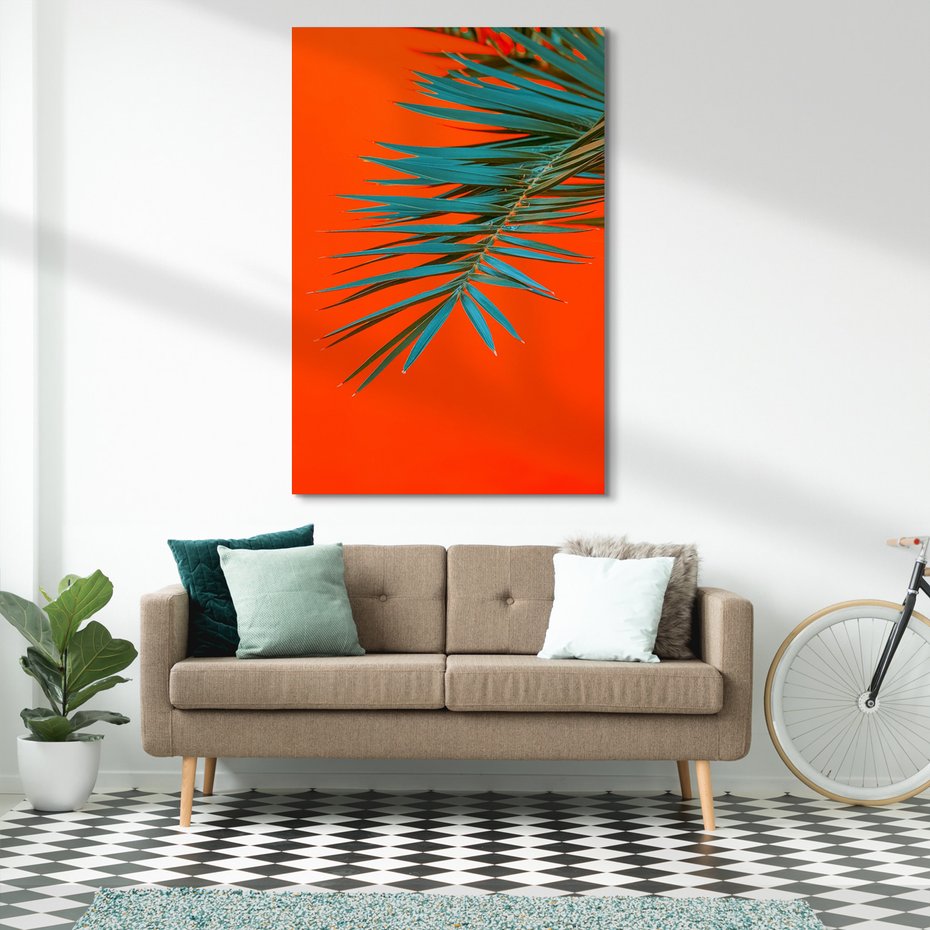 Obraz na płótnie - liść palmy, pomarańczowy, abstrakcja