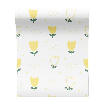 Tapeta - kwiaty, kropki, ilustracja