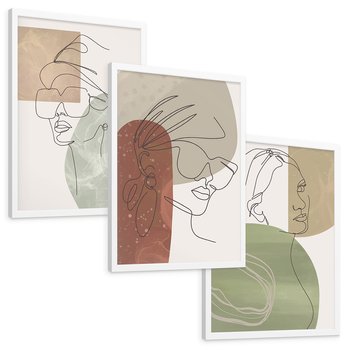Zestaw obrazy w ramie, plakaty - portret, kobieta, abstrakcja - rama biała