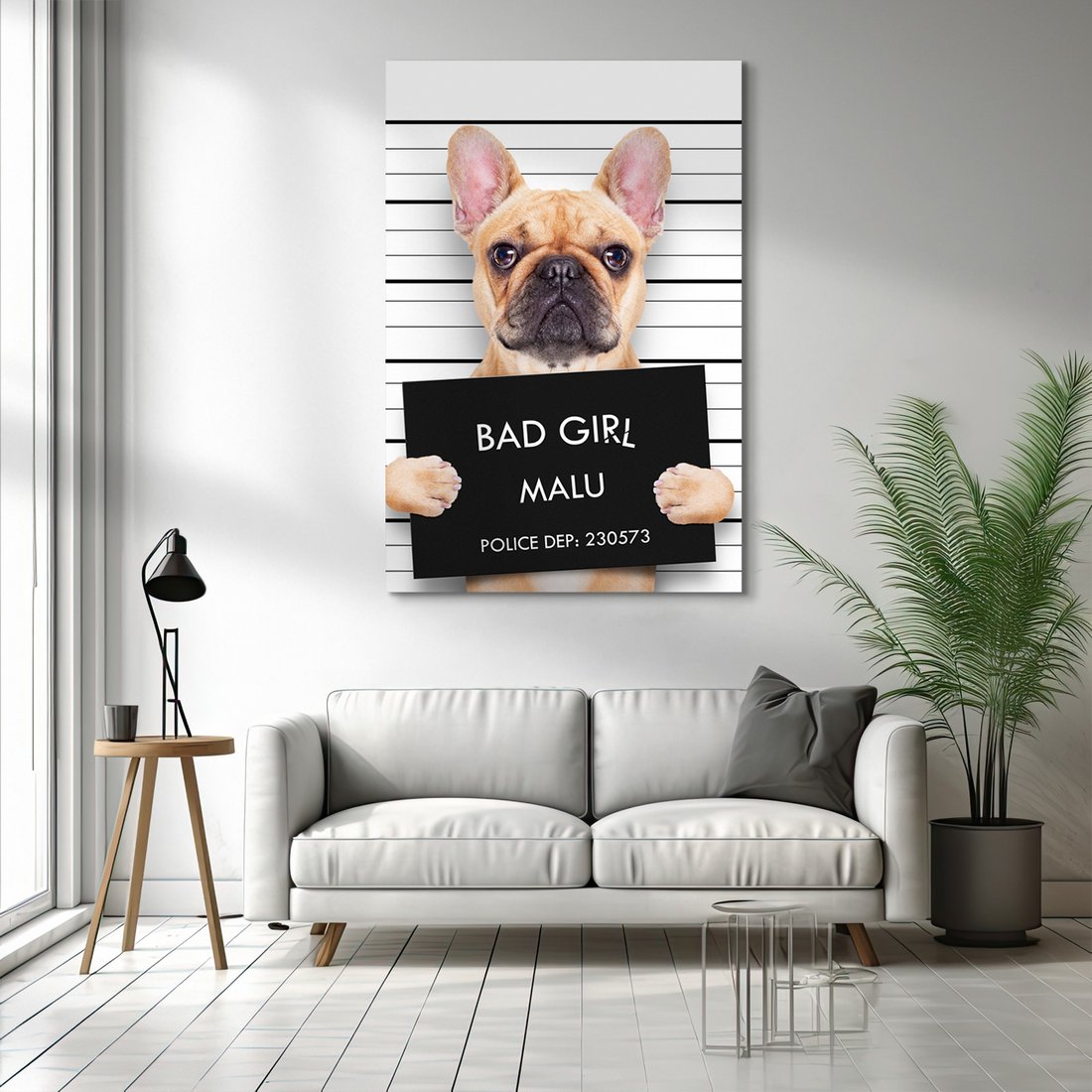 Obraz na płótnie - pies, buldog, tablica