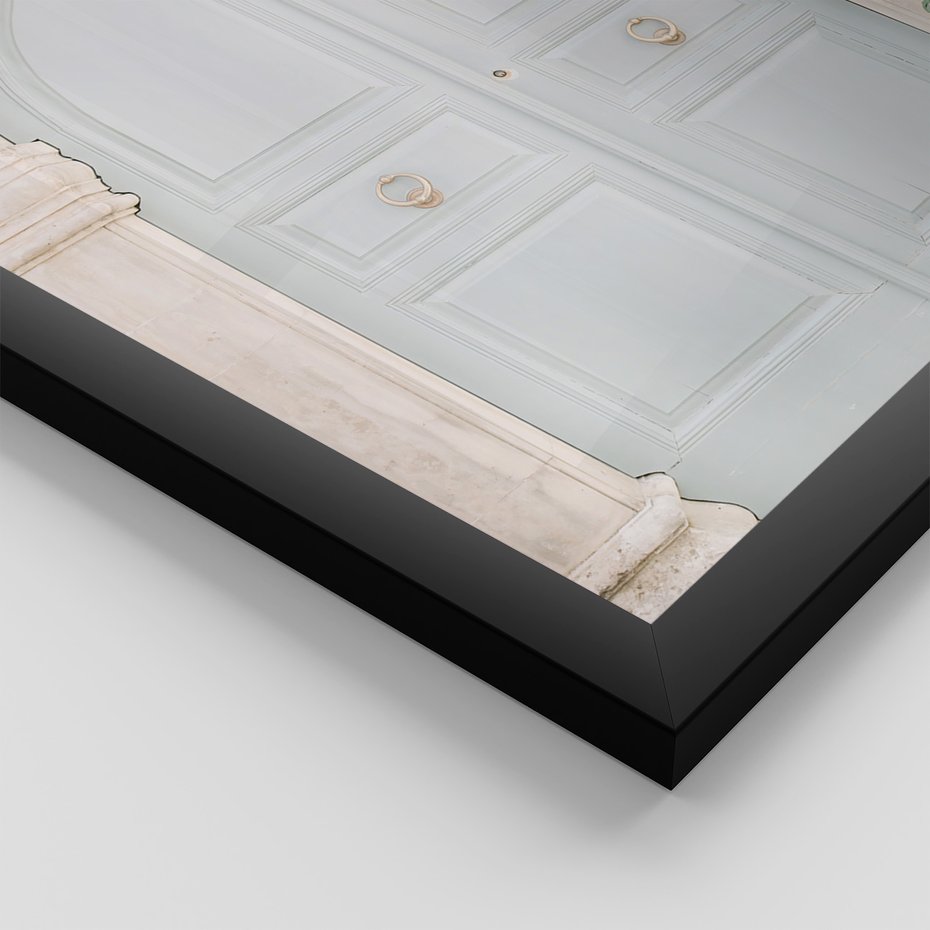 Zestaw obrazy w ramie, plakaty - podróż, cytryny, drzwi - rama czarna