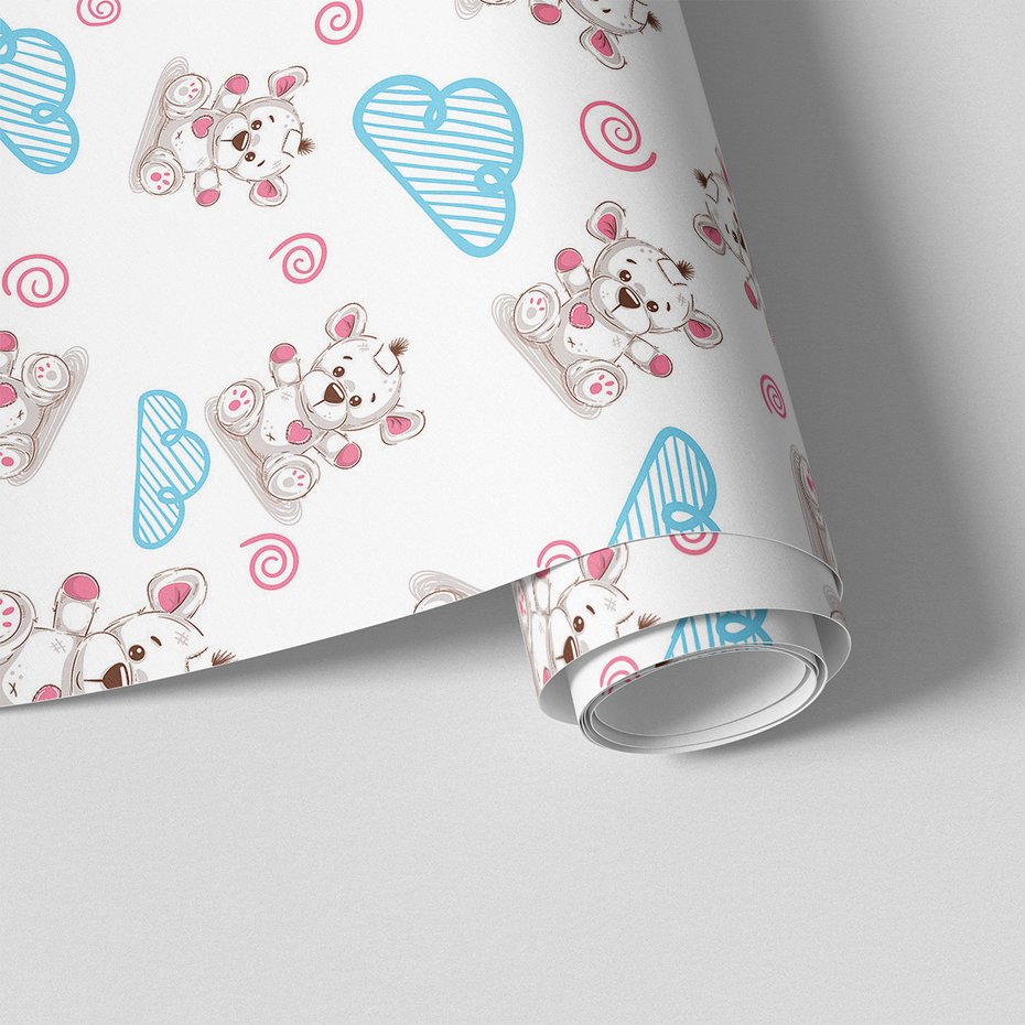 Tapeta - dziecięca, misie, chmury,